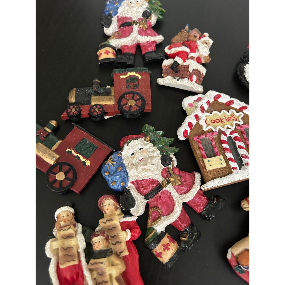 Refrigerator Magnets Christmas Resin Santa Snowman Gingerbread Bulk Lot Vintage
